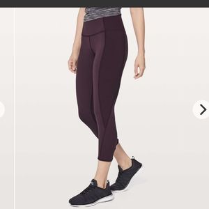 Lululemon, On Your Mark Crop, Size 6, Black Cherry